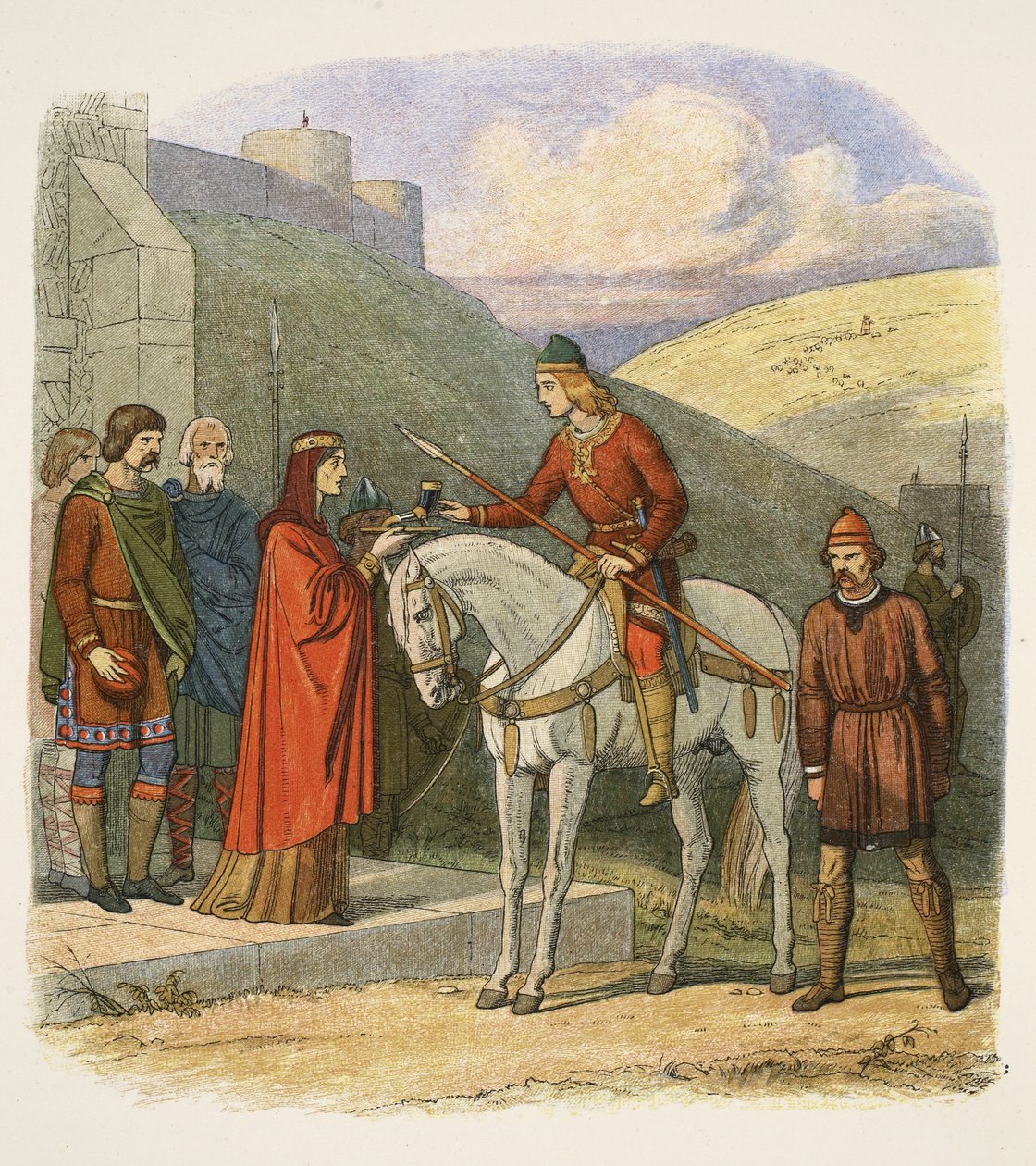 Edward vermoord in Corfe, 18 maart 978, uit Een kroniek van Engeland BC 55 tot AD 1485, pub. Londen, 1863 door James William Edmund Doyle