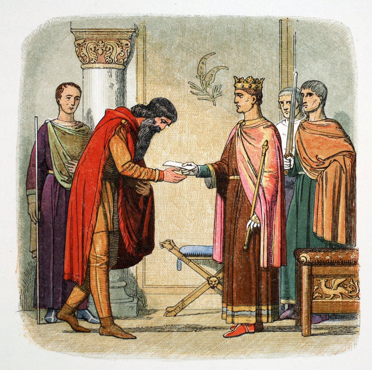 Hendrik II van Engeland machtigt Dermot MacMorrough om troepen te werven, 1170 door James William Edmund Doyle