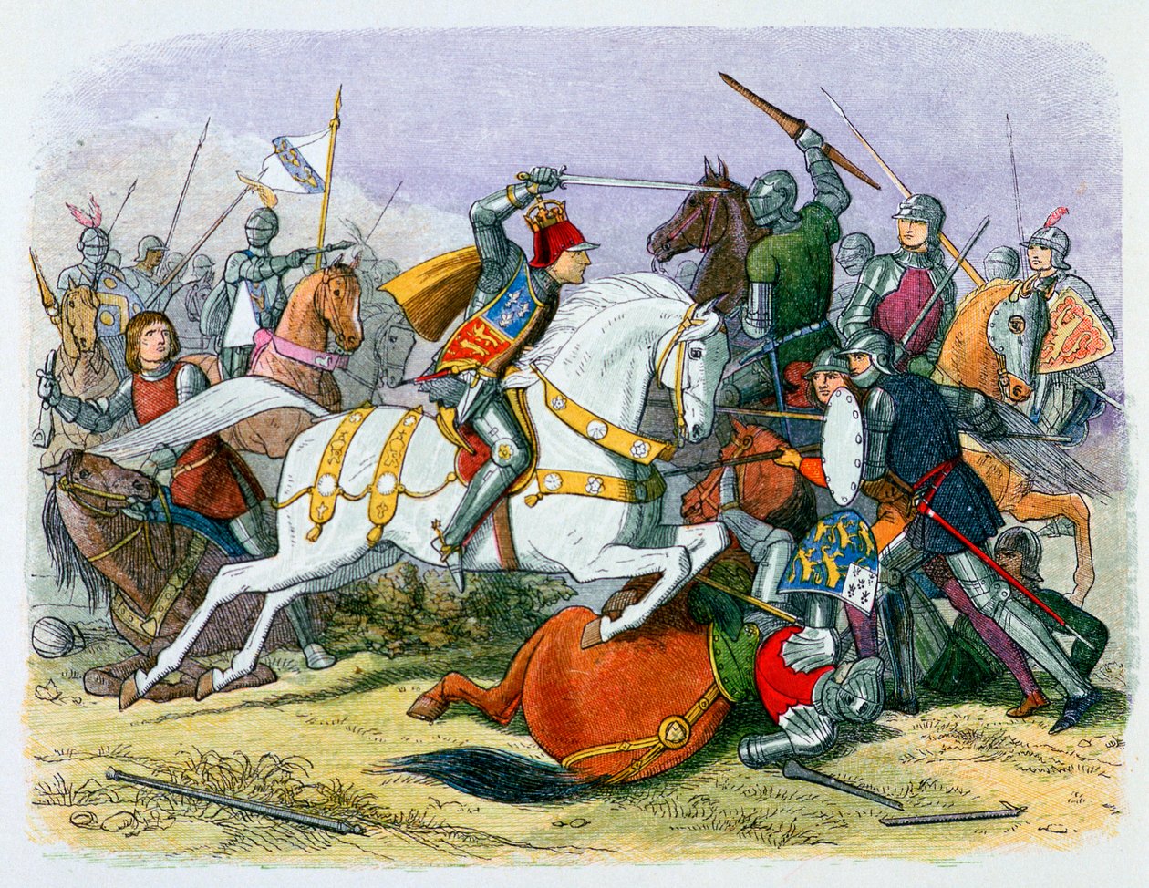Illustratie van Richard III bij de Slag om Bosworth, 19e eeuw door James William Edmund Doyle