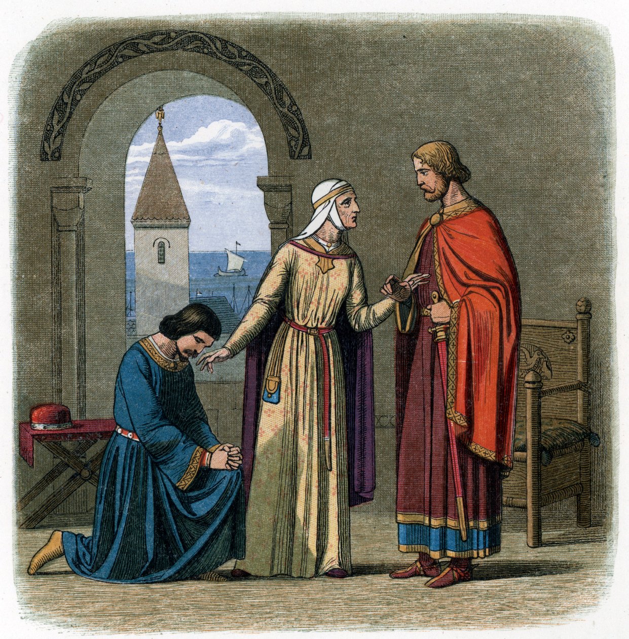 Op advies van zijn moeder, Eleonora van Aquitanië, koning Richard I door James William Edmund Doyle