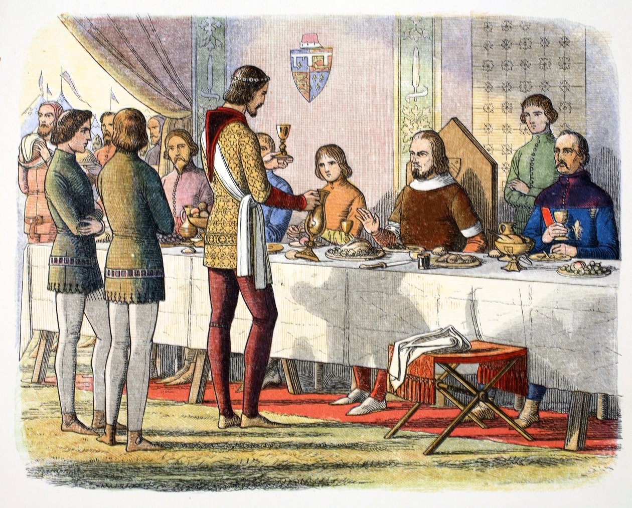 Prins Edward bedient John van Artois aan tafel na hem te hebben verslagen bij Poitiers, 1356 1864 door James William Edmund Doyle