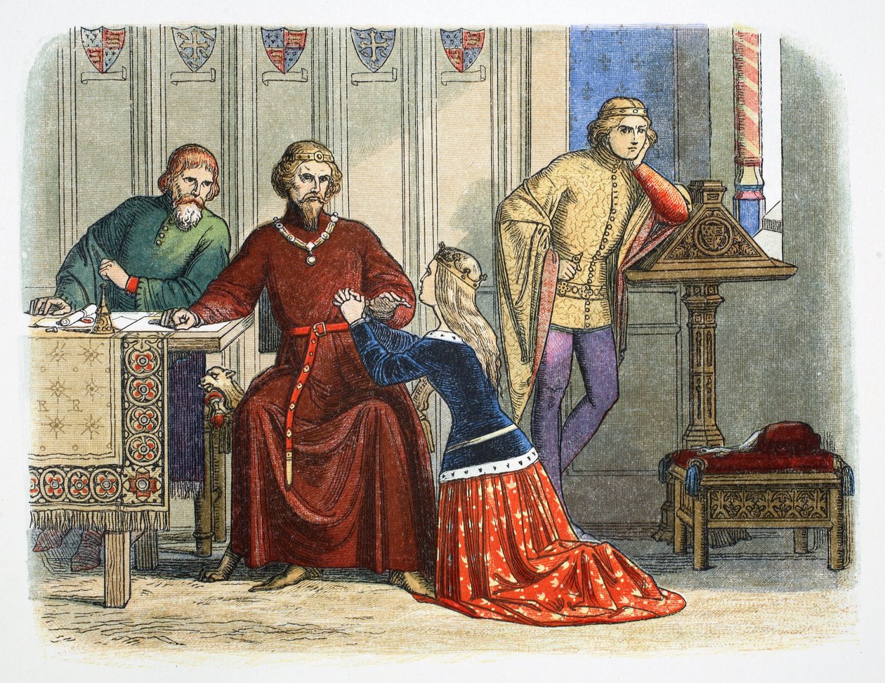 Koningin Anne pleit bij Gloucester en Arundel voor Sir Simon de Burley, 1388 1864 door James William Edmund Doyle