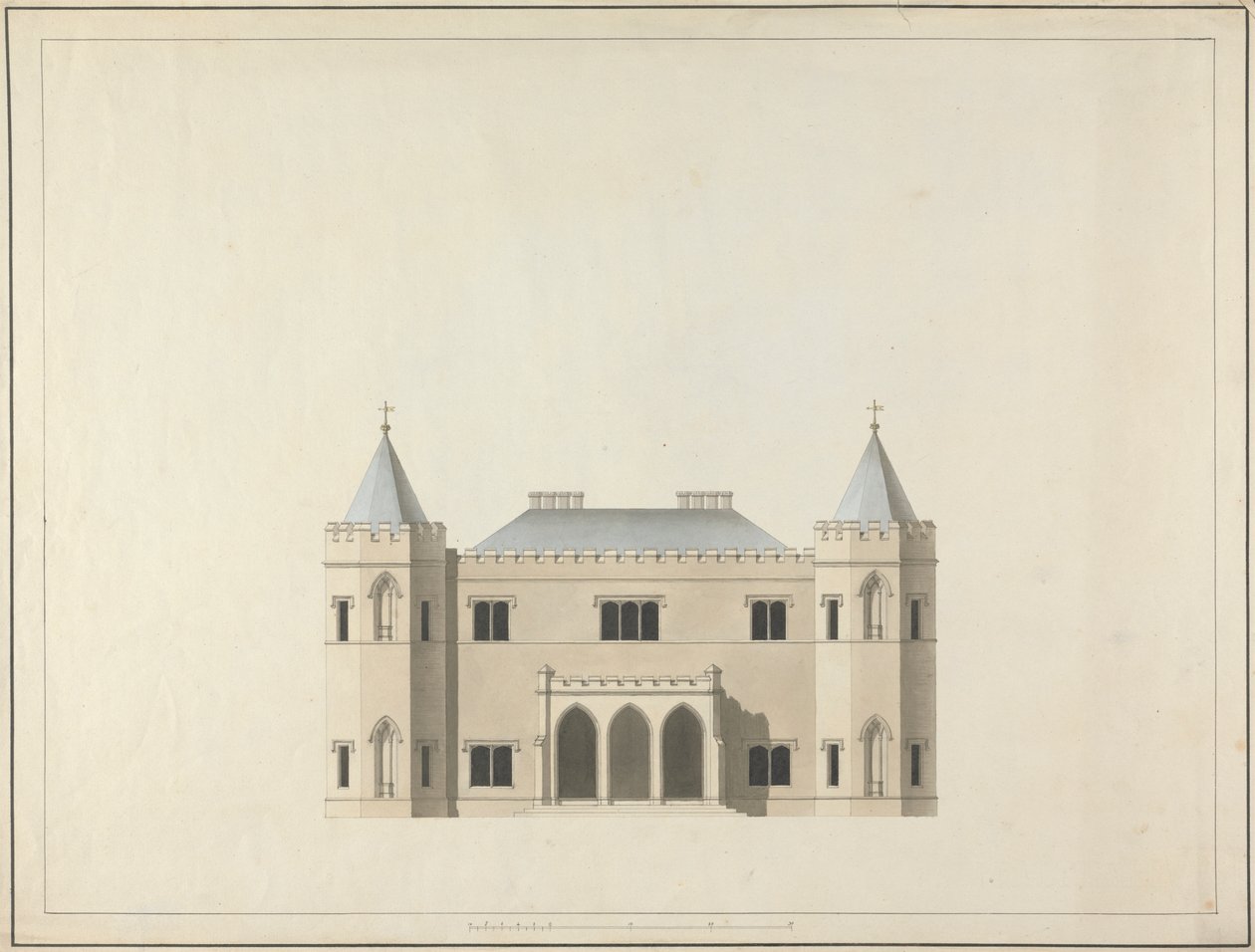 Vijf Ontwerpen voor een Huis in Gotische Stijl: Elevatie door James Wyatt