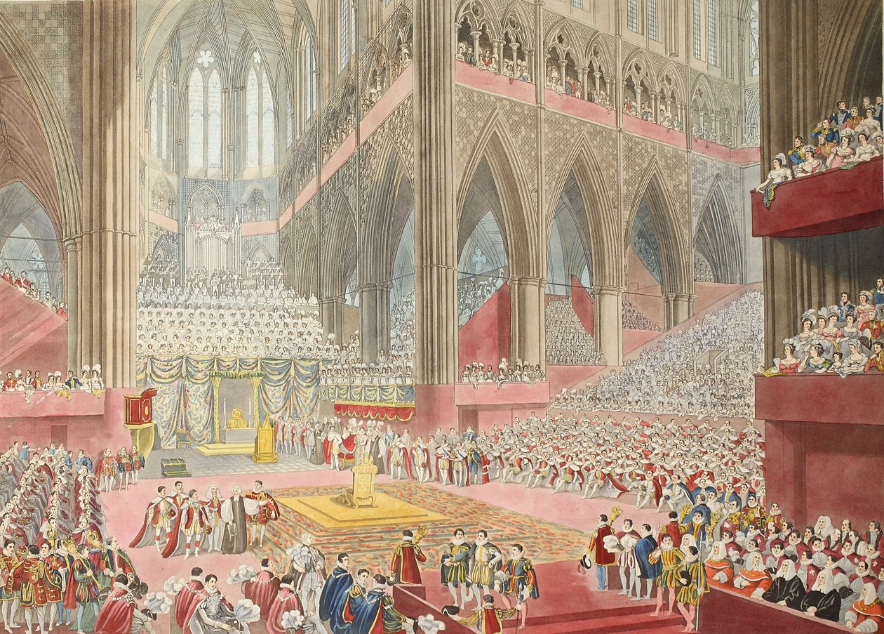 De kroning van Zijne Majesteit, George de Vierde: genomen op het moment van de erkenning, uitgegeven 1822 door James after Stephanoff