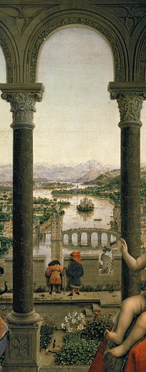 De Rolin Madonna (detail) door Jan van Eyck