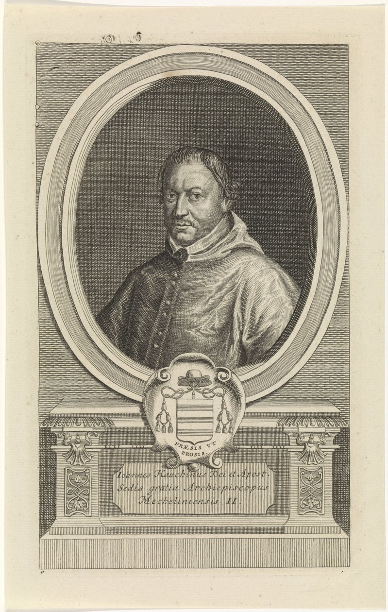 Portret van Joannes Hauchin gegraveerd door Jan Baptist Jongelinck door Jan Baptist Jongelinck