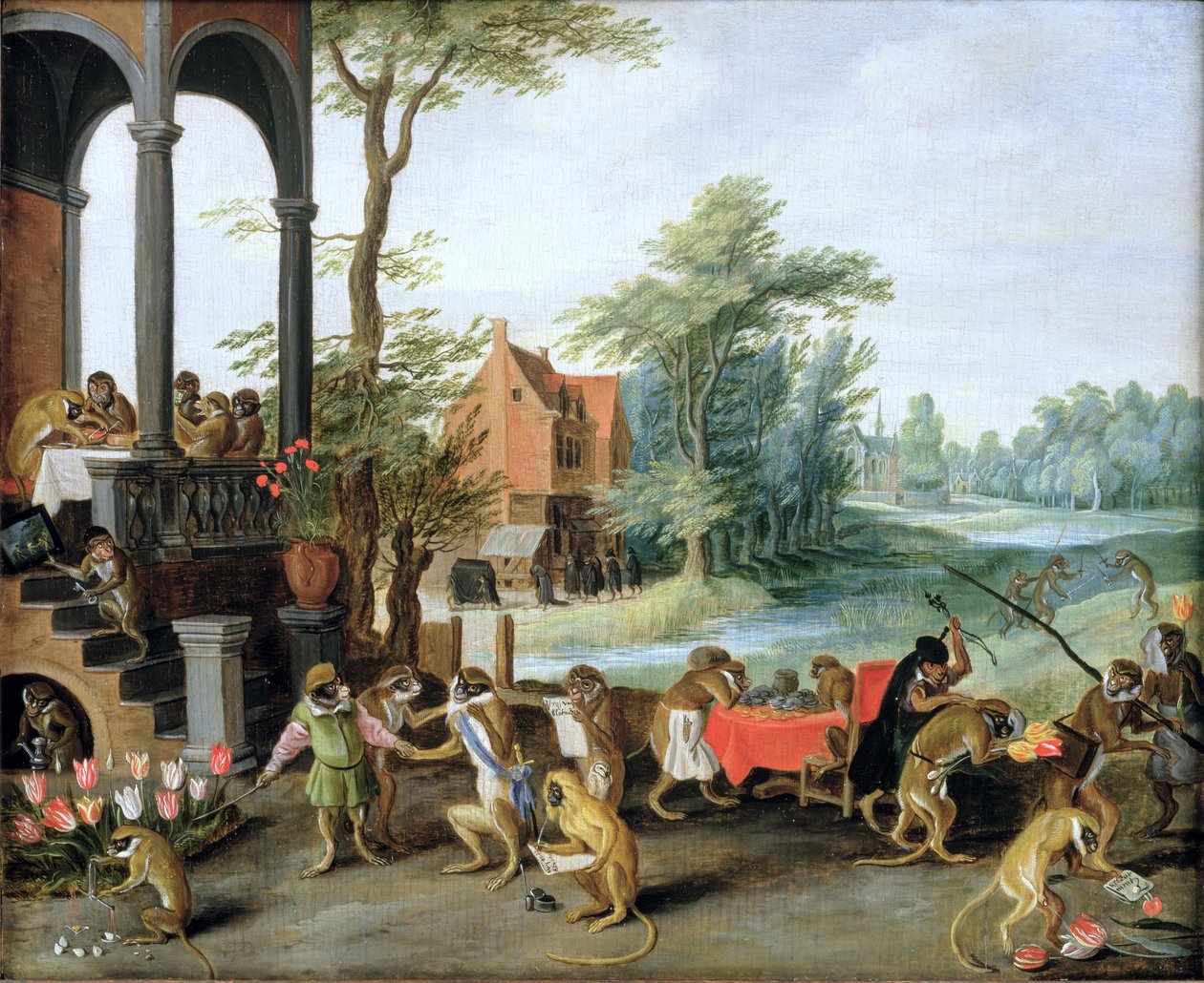 Een satire op de dwaasheid van de tulpenmanie door Jan the Elder Brueghel