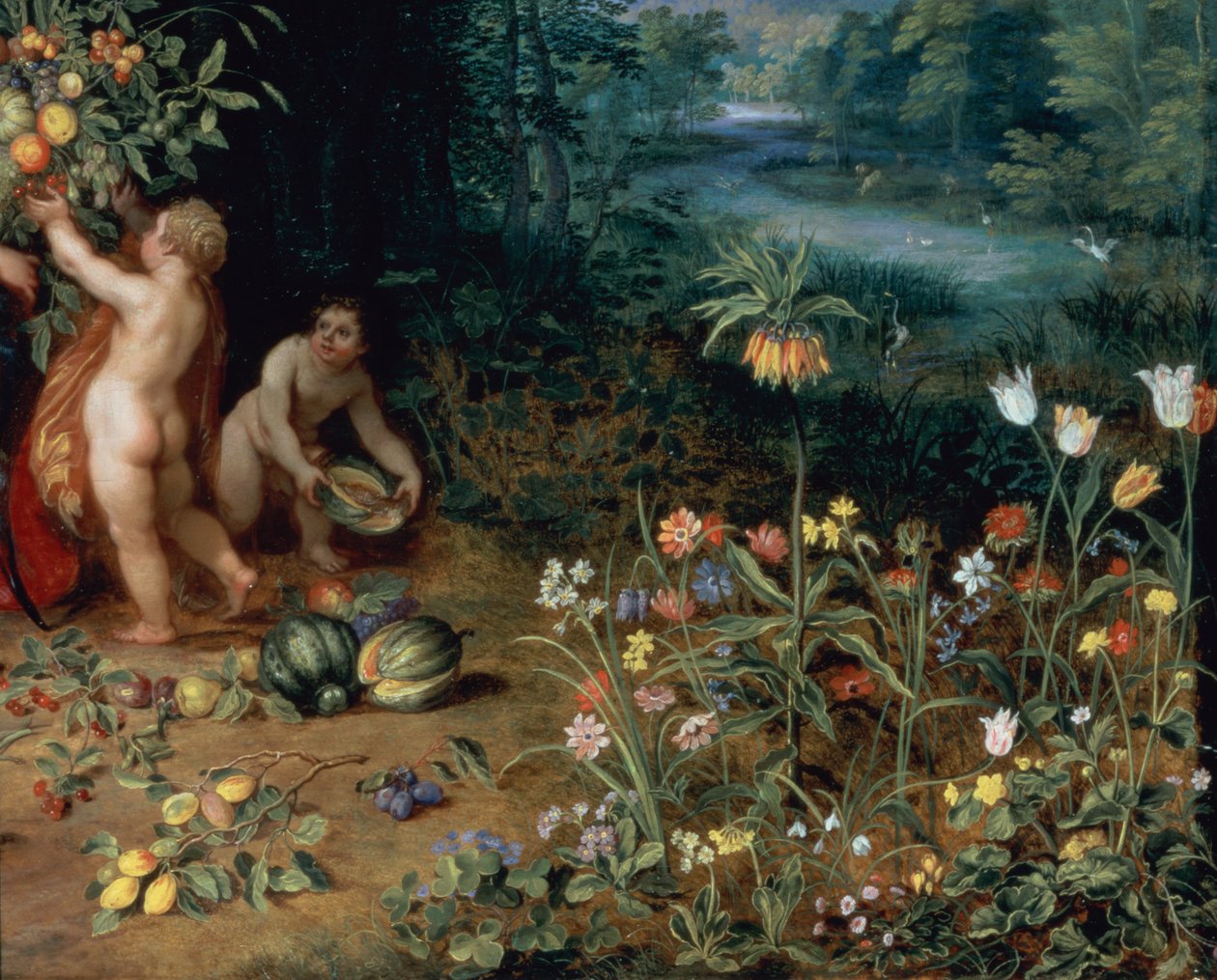Allegorie van Overvloed (detail) door Jan the Elder Brueghel