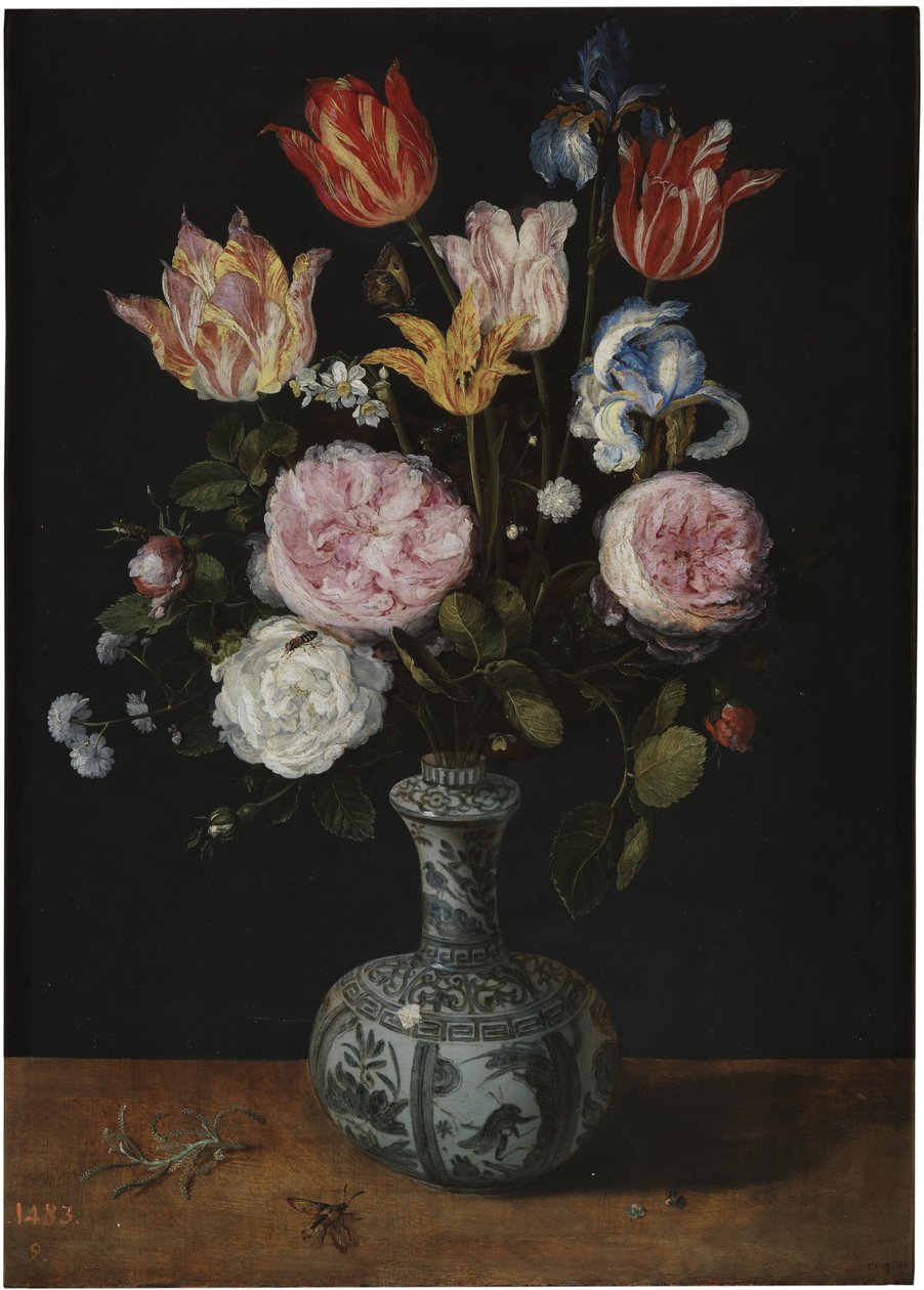 Vaas met bloemen door Jan the Elder Brueghel