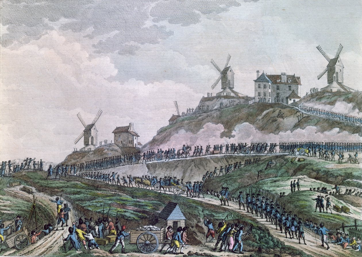 De mensen van Parijs slepen kanonnen naar Montmartre op 15 juli 1789, 1796 door Jan Bulthuis