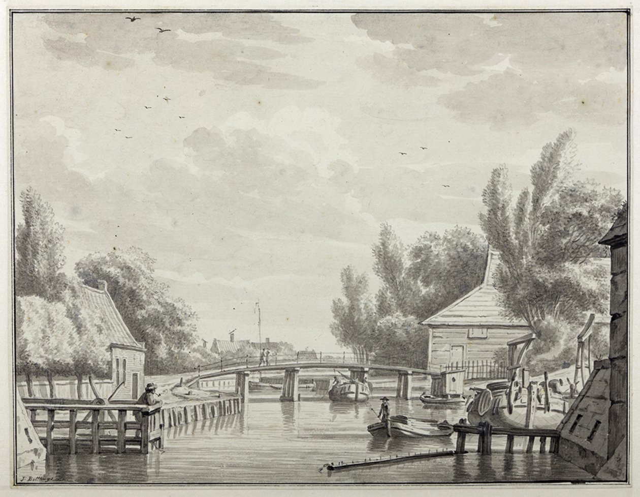Winschoterdiep met Bontebrug, gezien vanuit de stad door Jan Bulthuis