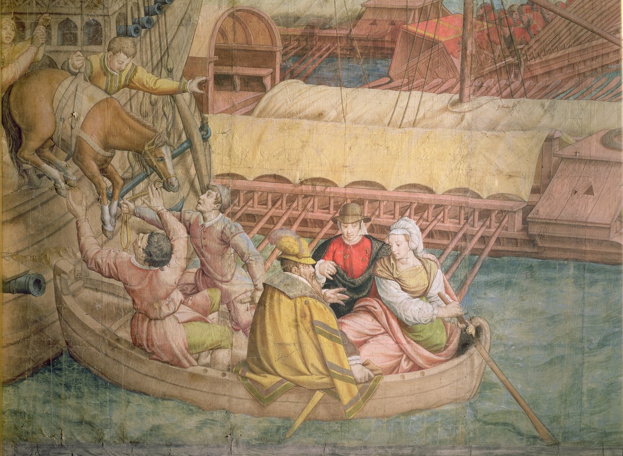 Campagne van keizer Karel V tegen de Turken in Tunis in 1535: de Slag bij Goletta (detail) door Jan Cornelisz Vermeyen