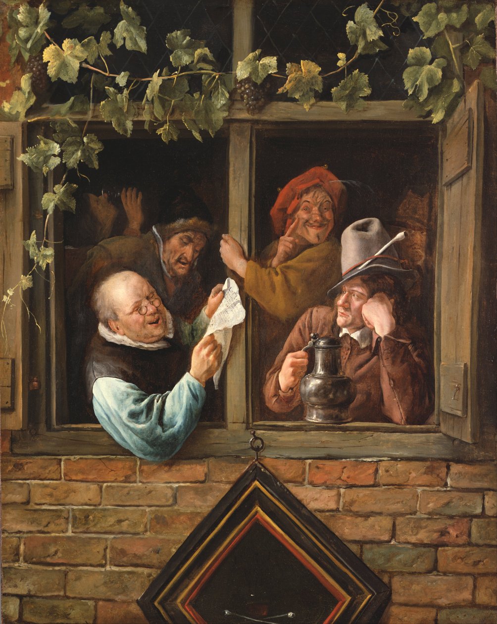 Rederijkers bij een raam door Jan Havickszoon Steen