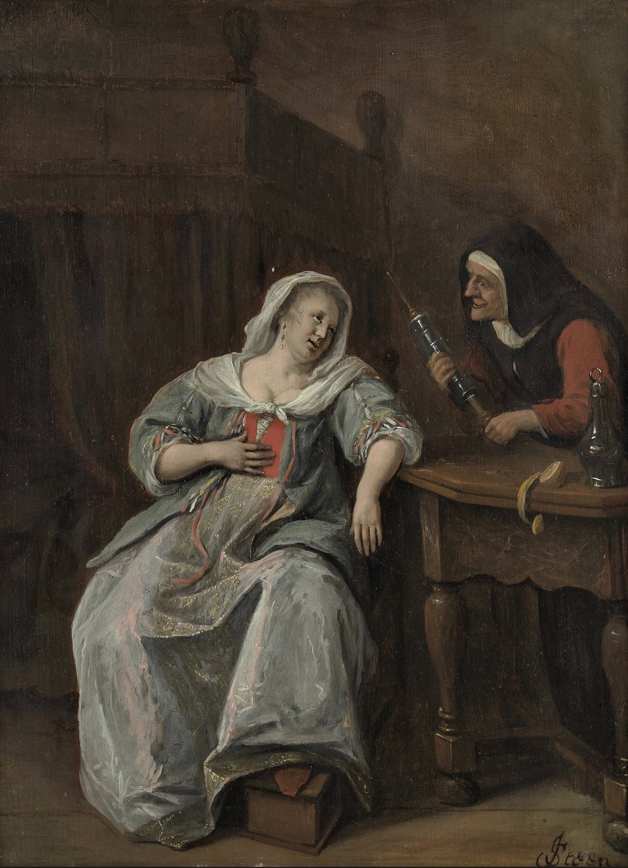 De zieke vrouw door Jan Havickszoon Steen