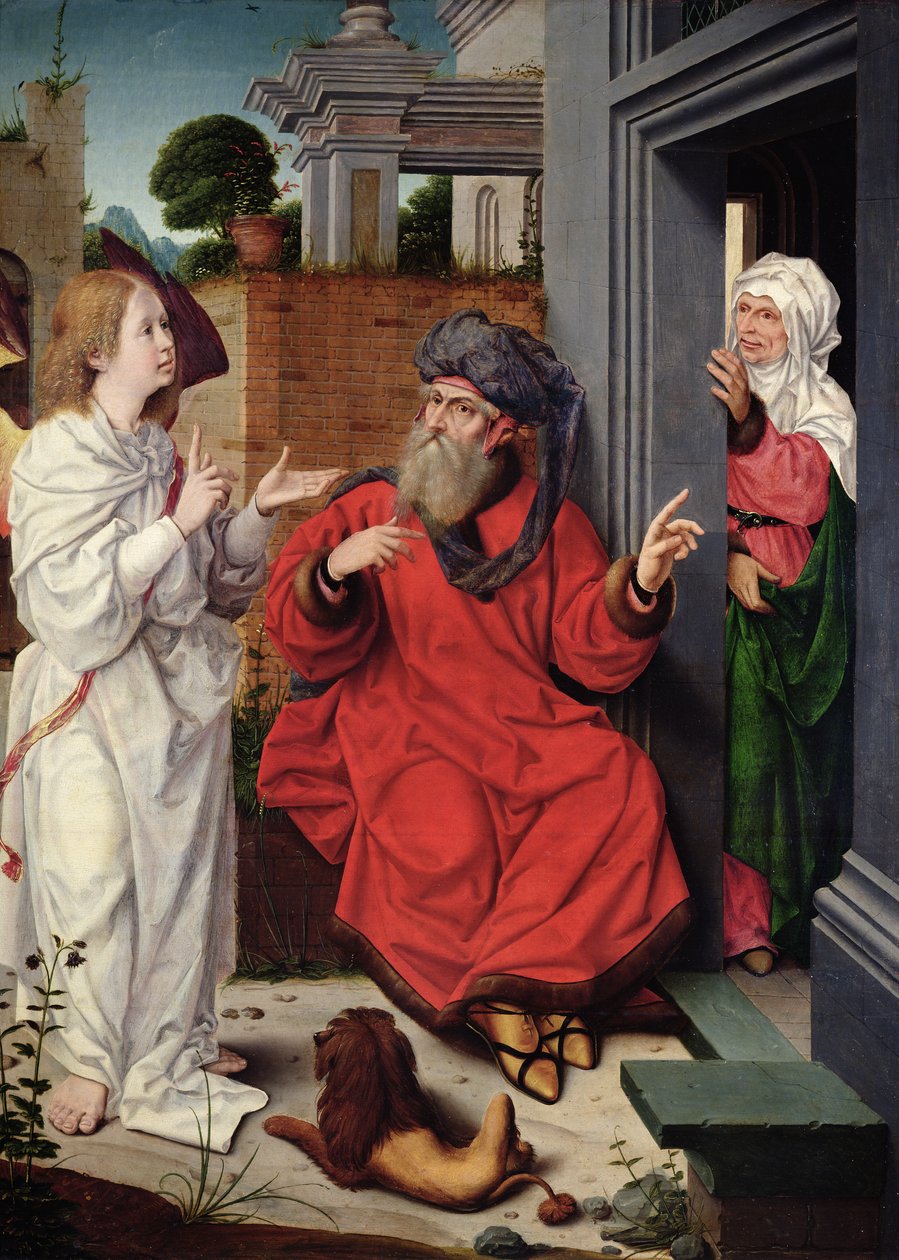 Abraham, Sara en een engel, ca. 1520 door Jan II Provost