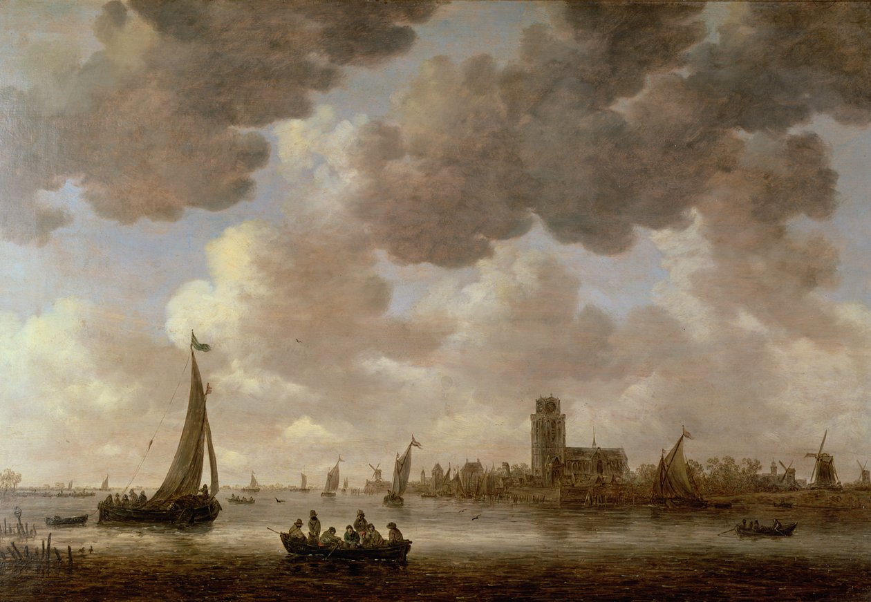 Uitzicht op Dordrecht stroomafwaarts vanaf de Grote Kerk, 1647 door Jan Josephsz van Goyen