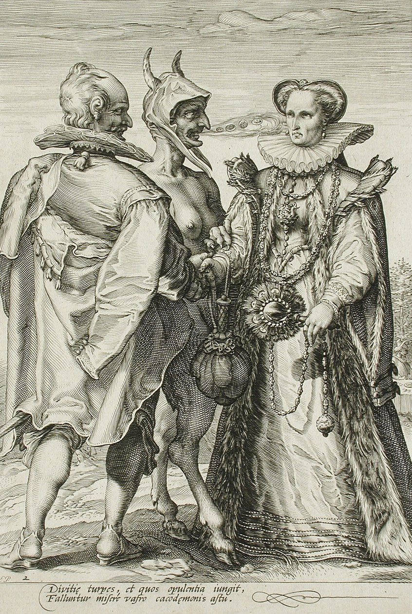 Huwelijk voor Geld, Plaat 2 van De Huwelijkstrilogie, ca. 1594 door Jan Saenredam