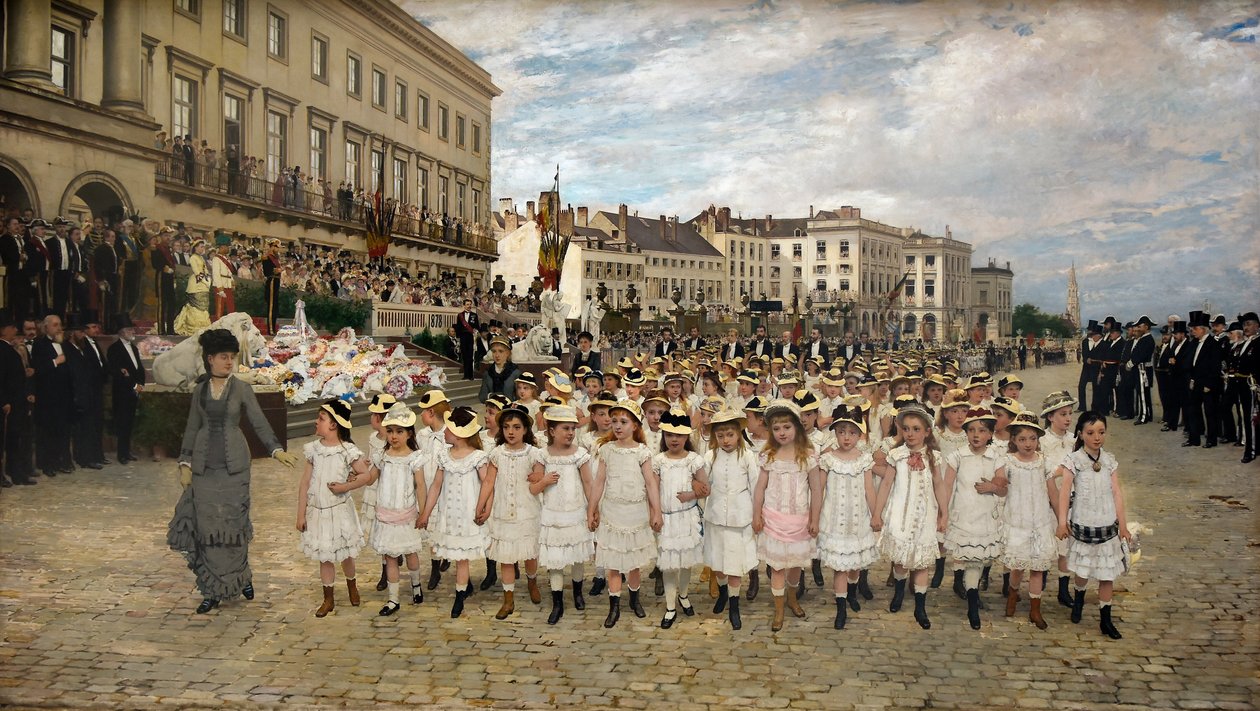 Optocht van de scholen in 1878 door Jan Frans Verhas