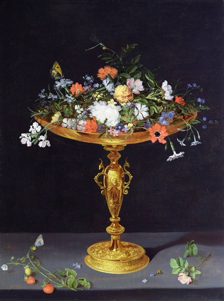 Bloemen in een Gouden Tazza door Jan the Elder Brueghel