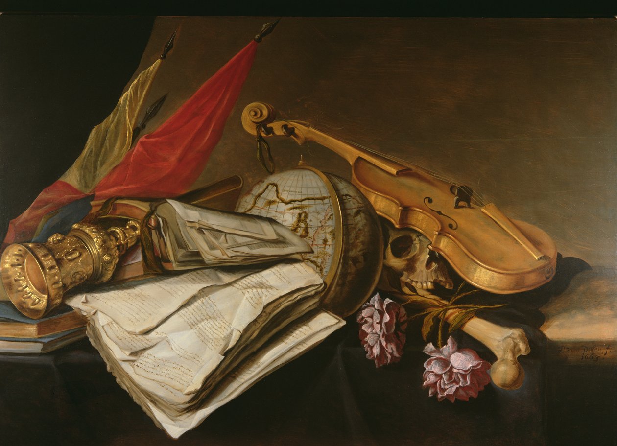 Een Vanitas Stilleven, 1663 door Jan van Dalen