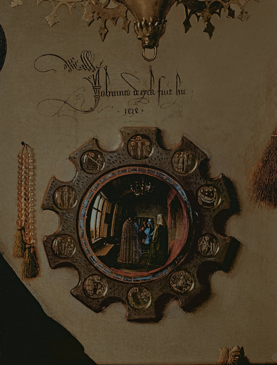 Het Portret van Giovanni Arnolfini en zijn Vrouw Giovanna Cenami? Het Arnolfini Huwelijk (detail) door Jan van Eyck