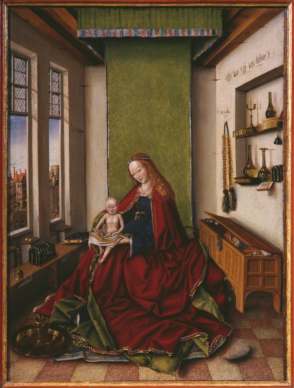 Maagd en Kind met een boek door Jan van Eyck