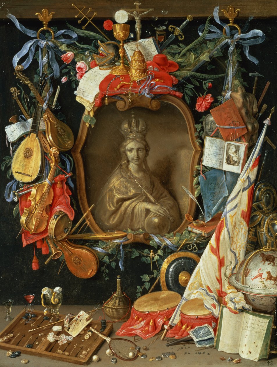 Ecclesia omringd door symbolen van ijdelheid door Jan van Kessel the Elder