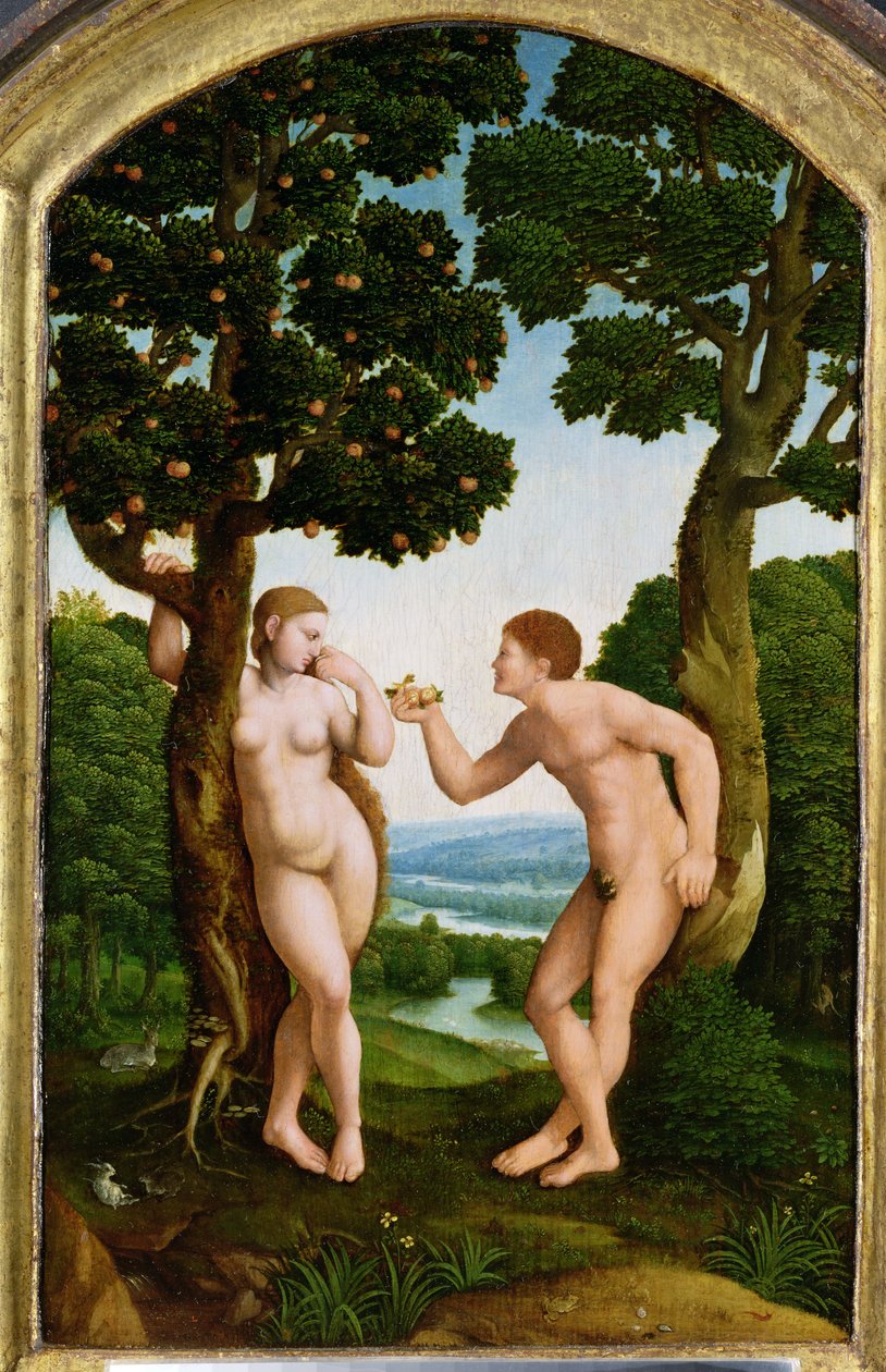 Adam en Eva in het Paradijs door Jan van Scorel