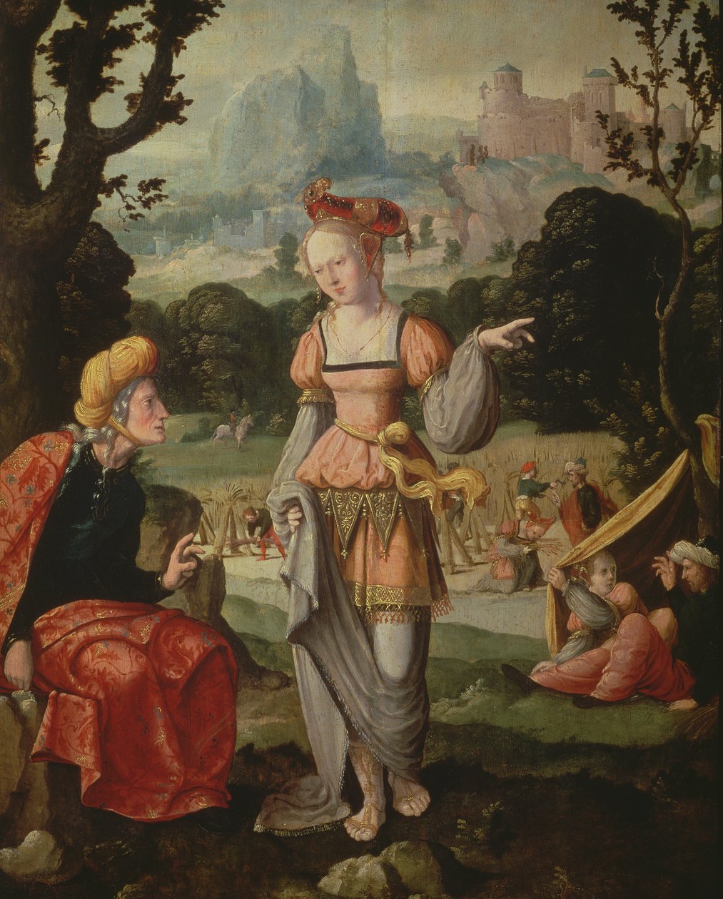 Ruth en Naomi in het veld van Boaz, c.1530-40 door Jan van Scorel