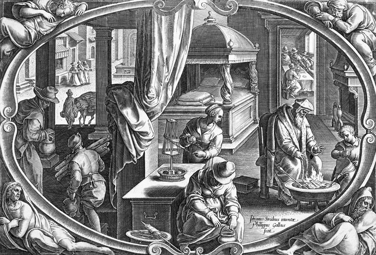 Winter, gegraveerd door Philip Galle, c.1580 door Jan van der Straet
