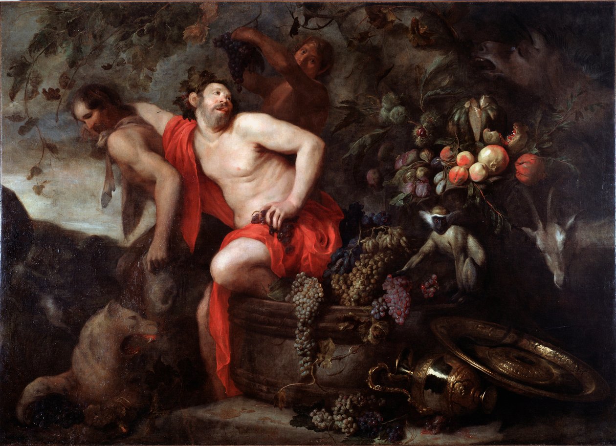 De Oogst van Silene (Oogst van Silenus) Schilderij door Jan Roos (1591-1638) door Jan Roos