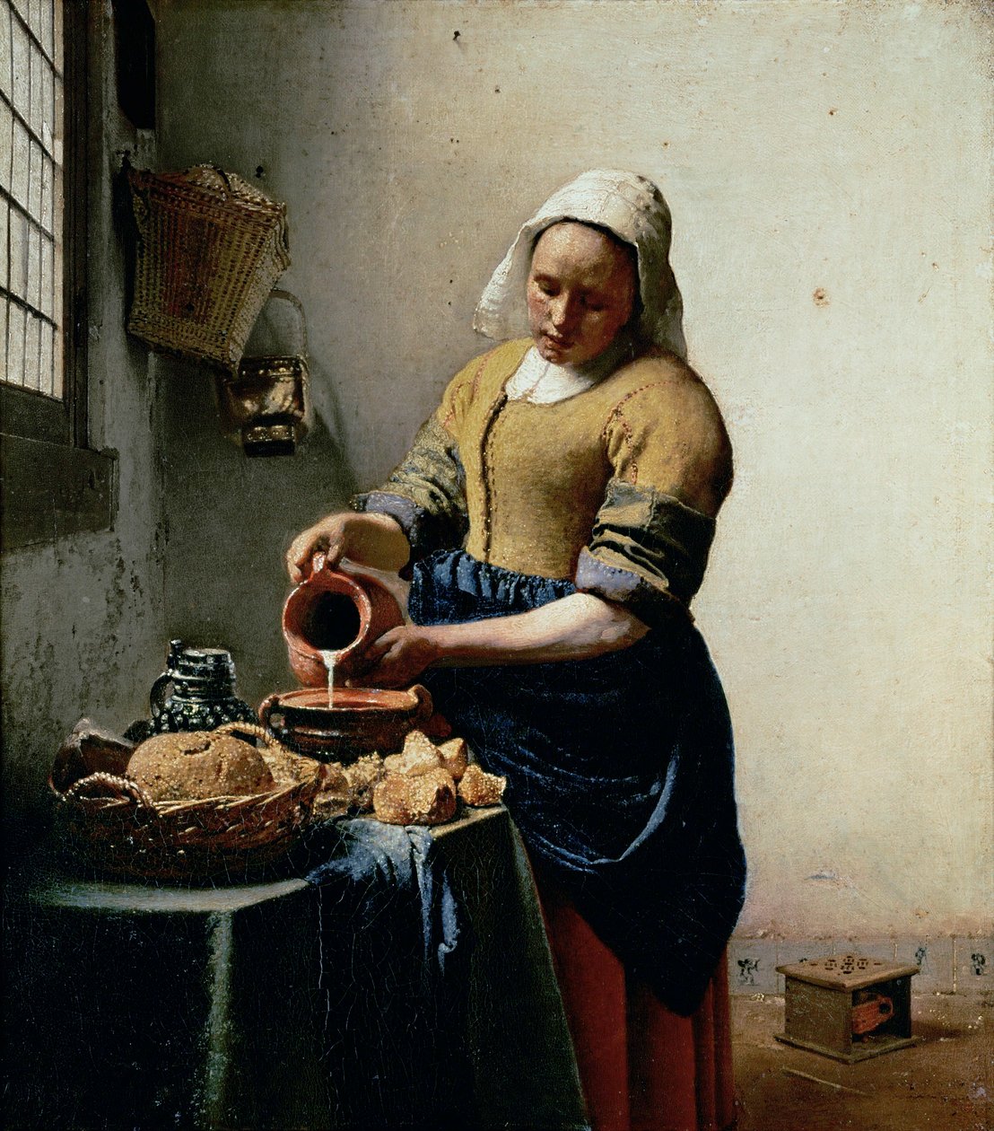 Het melkmeisje ... (schilderij op doek) door Jan (1632 75) Vermeer