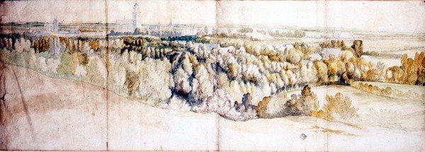 Uitzicht op Arnhem vanuit het oosten door Jan (circle of) Siberechts