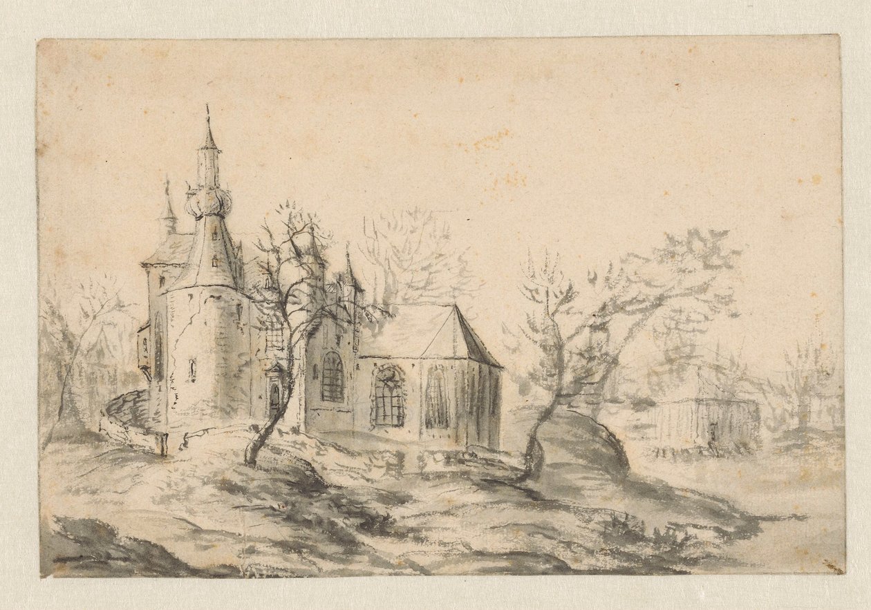 Kerk op een heuveltje door Jan Abrahamsz. Beerstraten