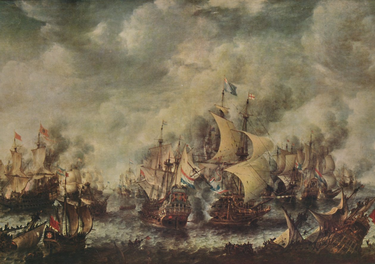 Zeeslag Tussen de Engelsen en Nederlanders bij Ter Heyde, Augustus, 1653, 1914 door Jan Abrahamsz. Beerstraten