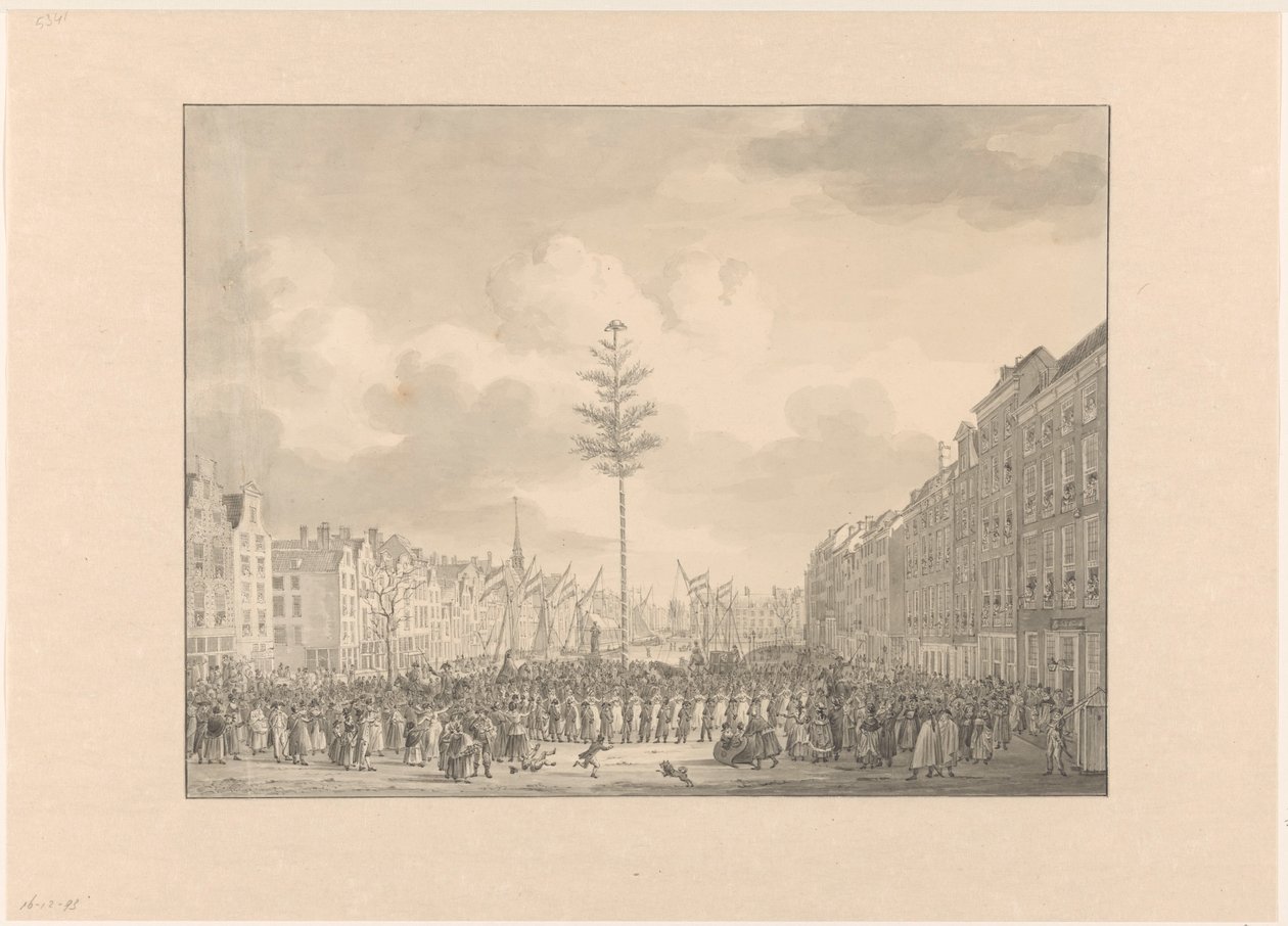 Vrijheidsboom op de Grote Markt te Rotterdam, 1795 door Jan Anthonie Langendijk Dzn (possibly)