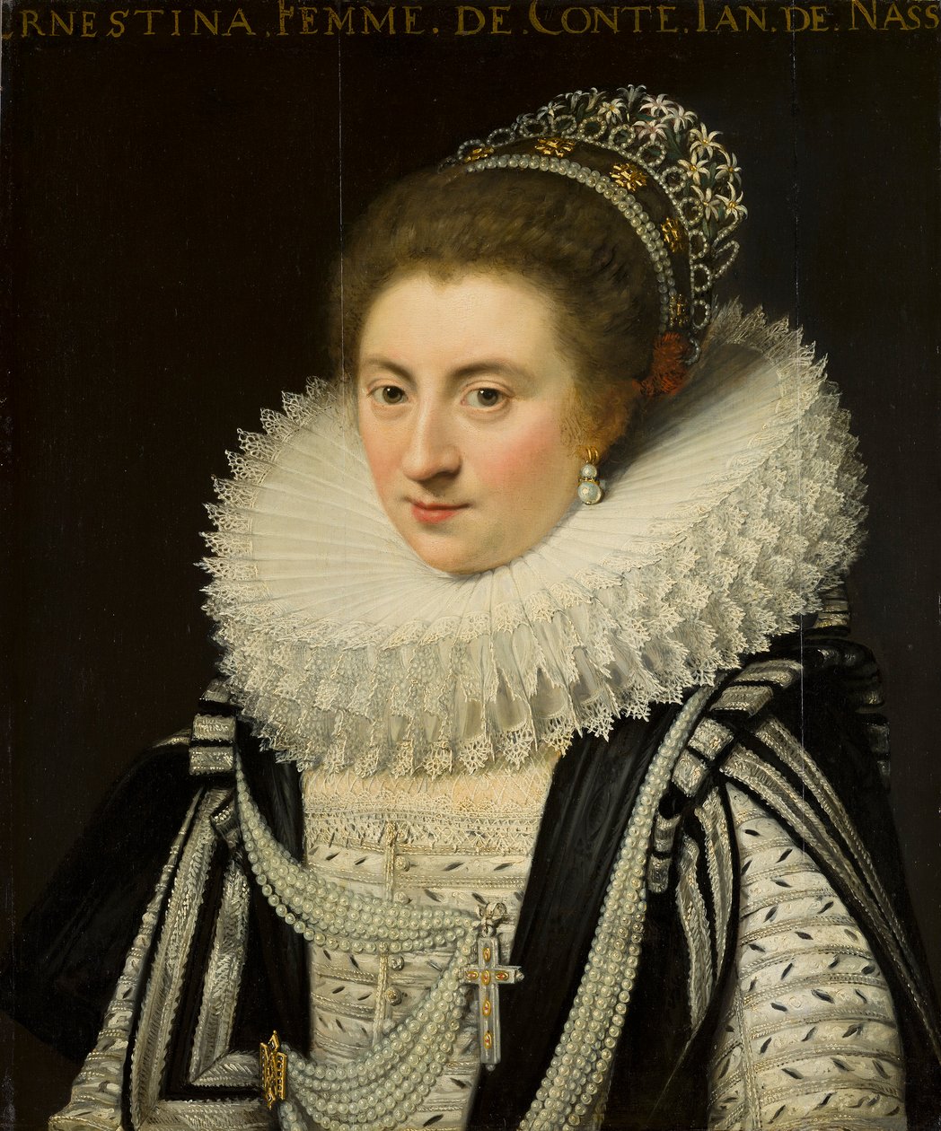 Portret van Ernestine Yolande (1594-1663), Prinses van Ligne door Jan Anthonisz. van Ravesteyn