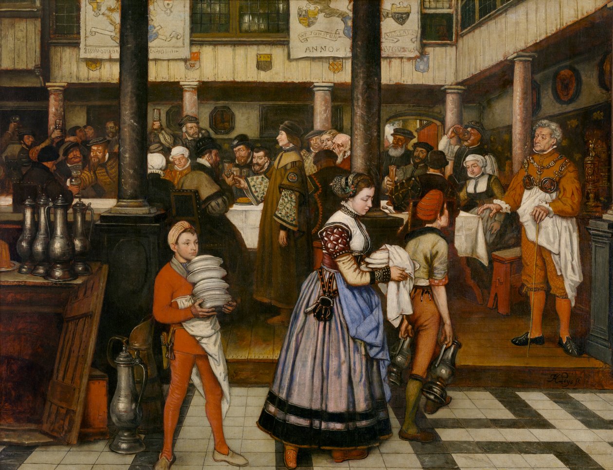 Frans Floris Bij een Banket van het Gilde van Sint Lucas door Jan August Hendrik Baron Leys