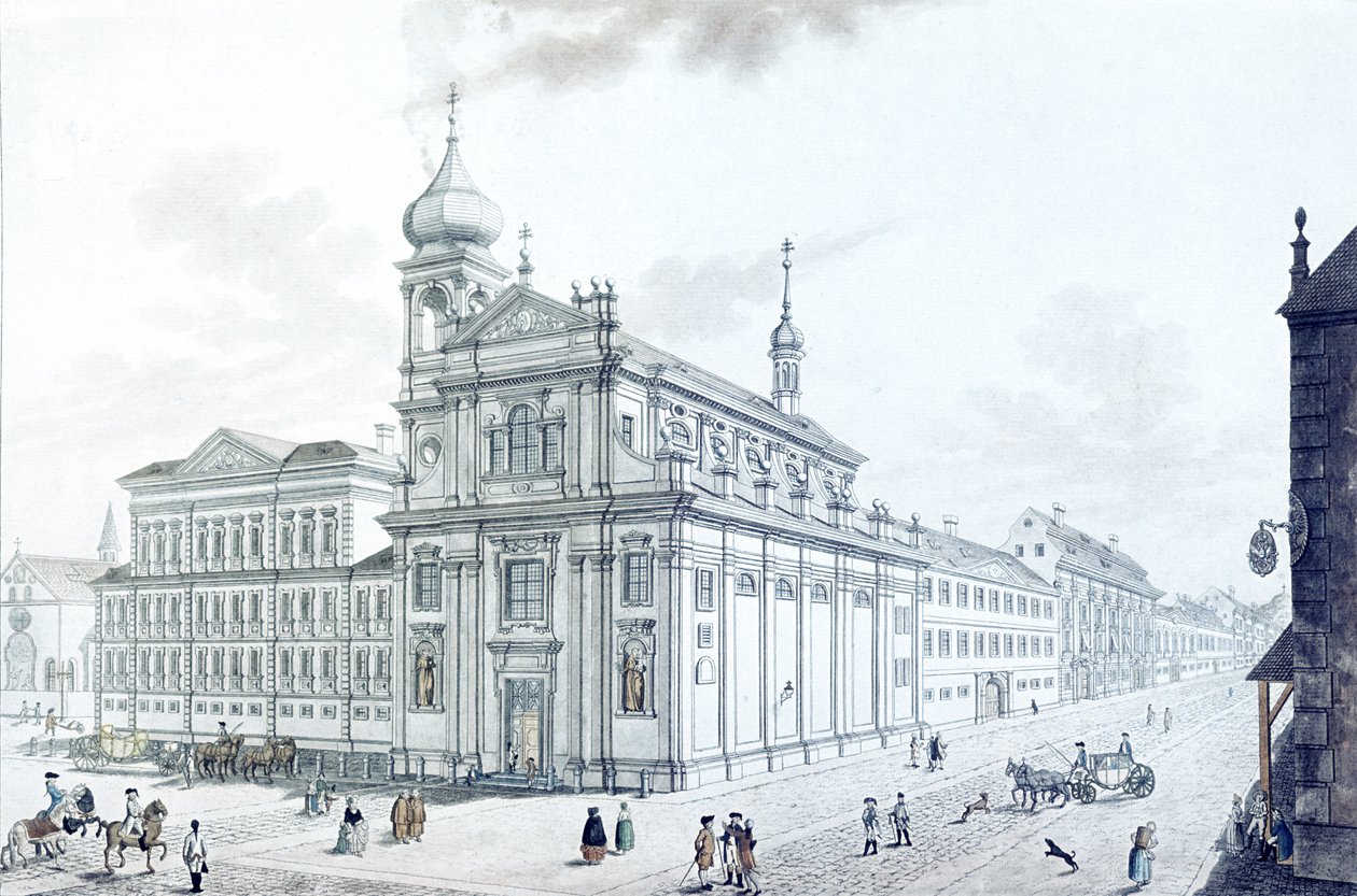 Kerk van de Hibernians (Ierse Franciscanen) en Hibernian (Hybernská) Straat, 1781 door Jan Balzer