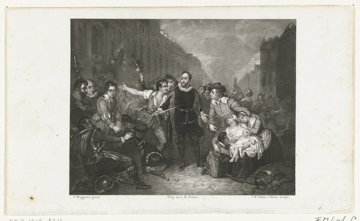 De zelfopoffering van burgemeester Pieter van der Werff, 1574 door Jan Baptist Tetar van Elven