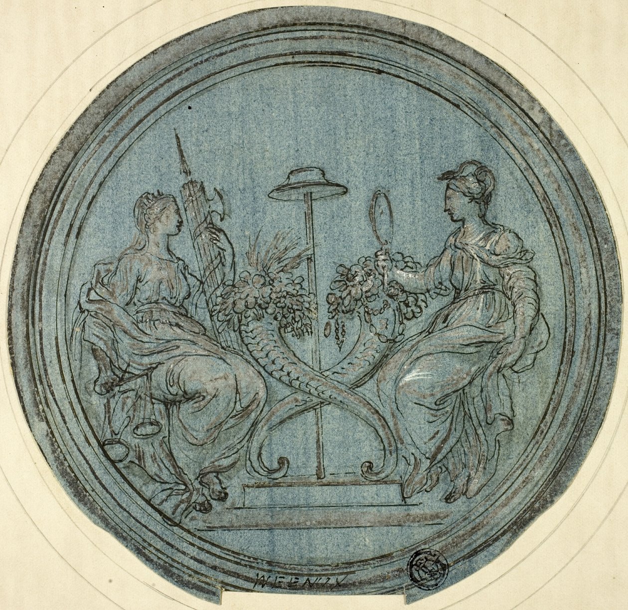 Rotonde met rechtvaardigheid en voorzichtigheid door Jan Baptist Weenix