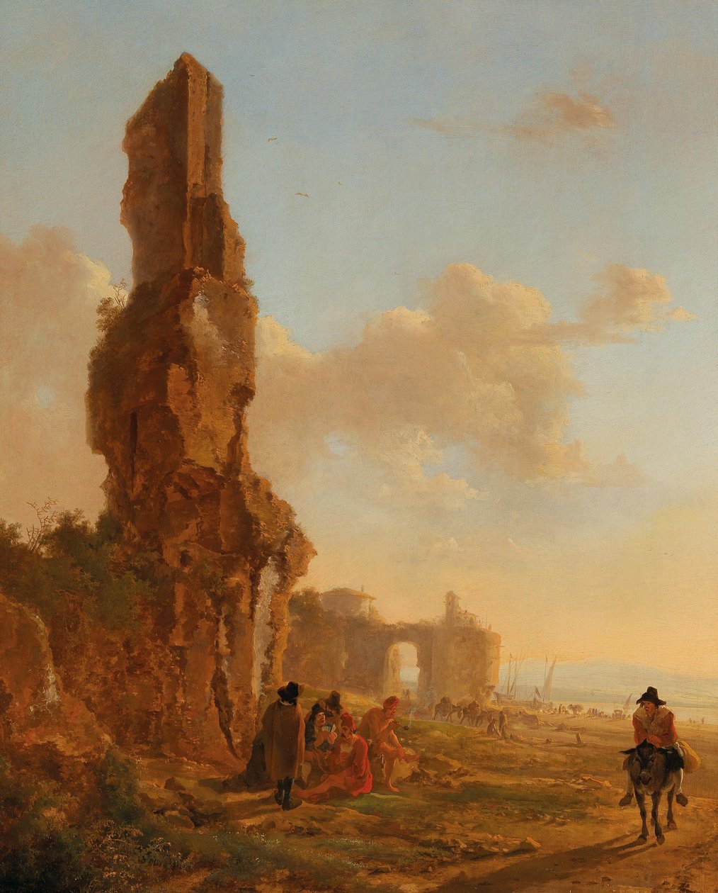 Een Italianiserend landschap met ruïnes door Jan Both