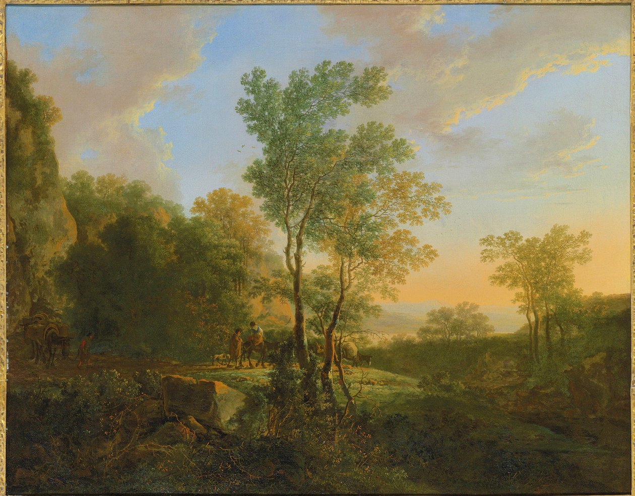 Een Italiaans boslandschap met reizigers door Jan Both