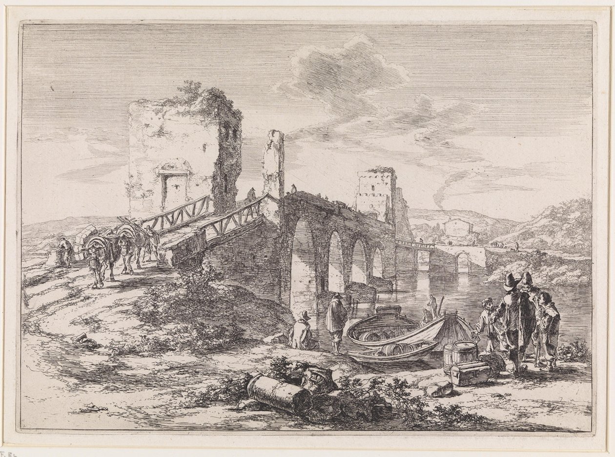 Landschap met brug, de Ponte Molle door Jan Both