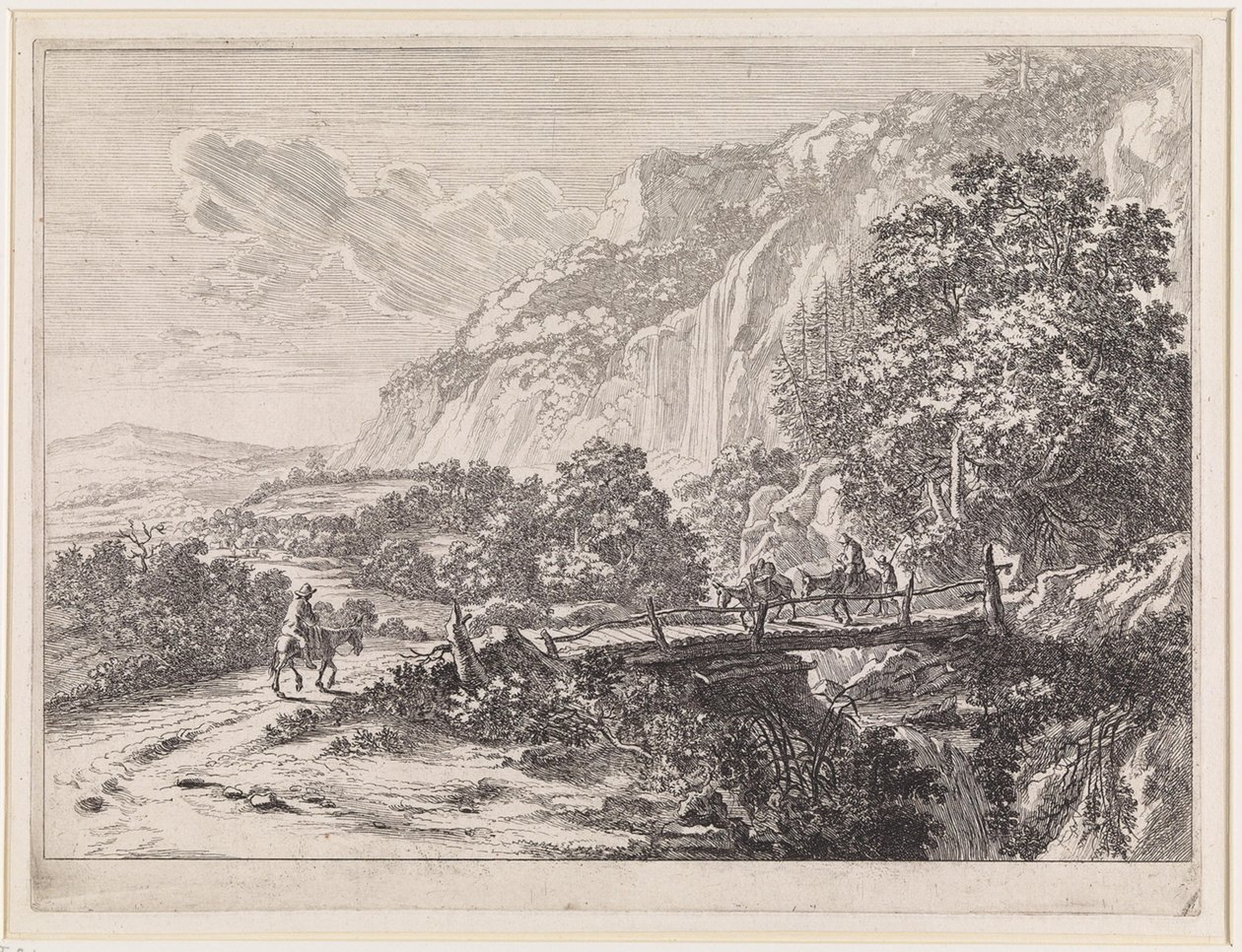 Landschap met houten brug bij Sulmona nabij Tivoli door Jan Both