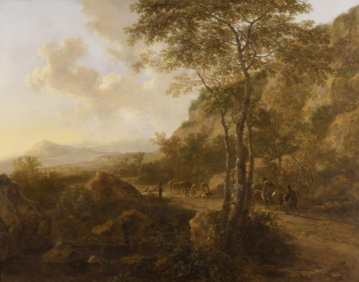 Berglandschap met muleteers op een spoor door Jan Both