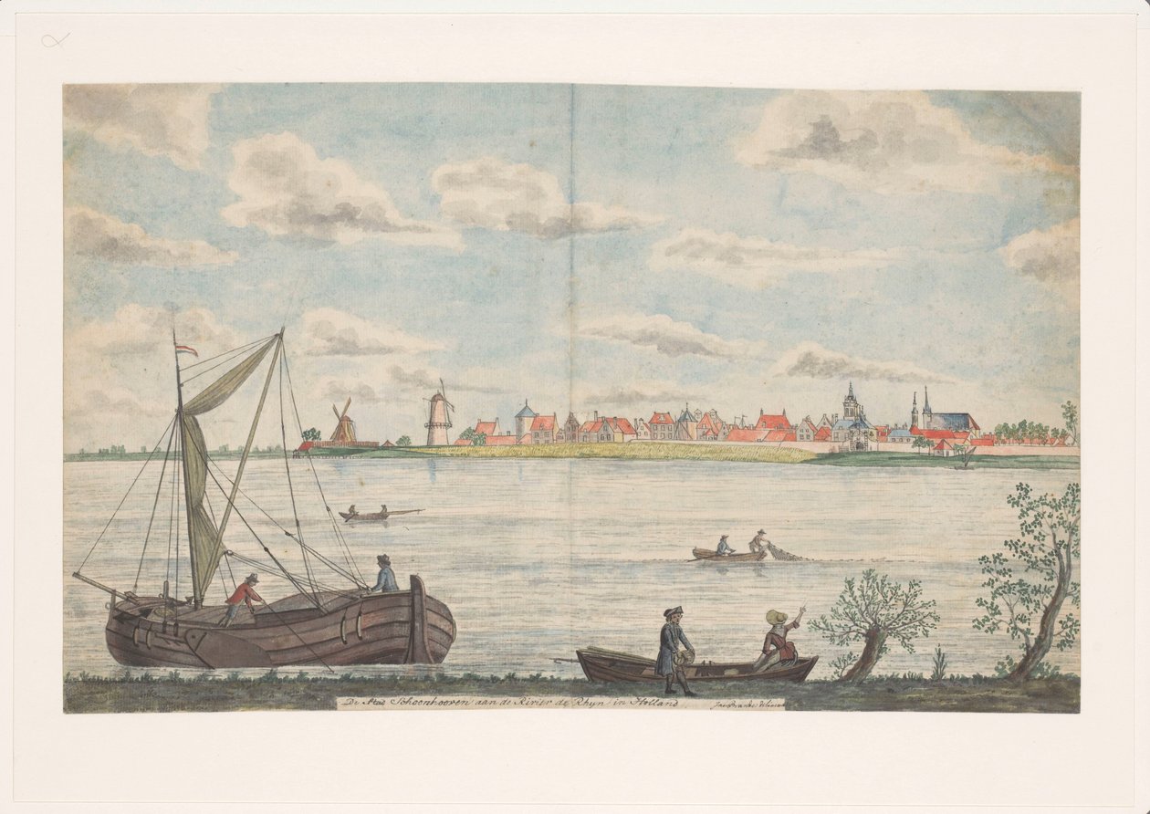 De stad Schoonhooven aan de Rivier de Rhyn in Holland door Jan Brandes