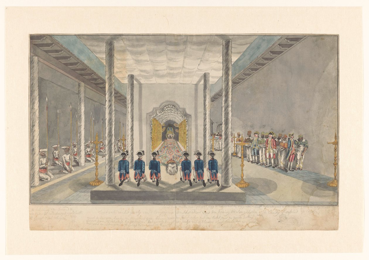 VOC-delegatie bij een audiëntie met de koning van Kandy, Sri Rajadi Raja Sinha door Jan Brandes