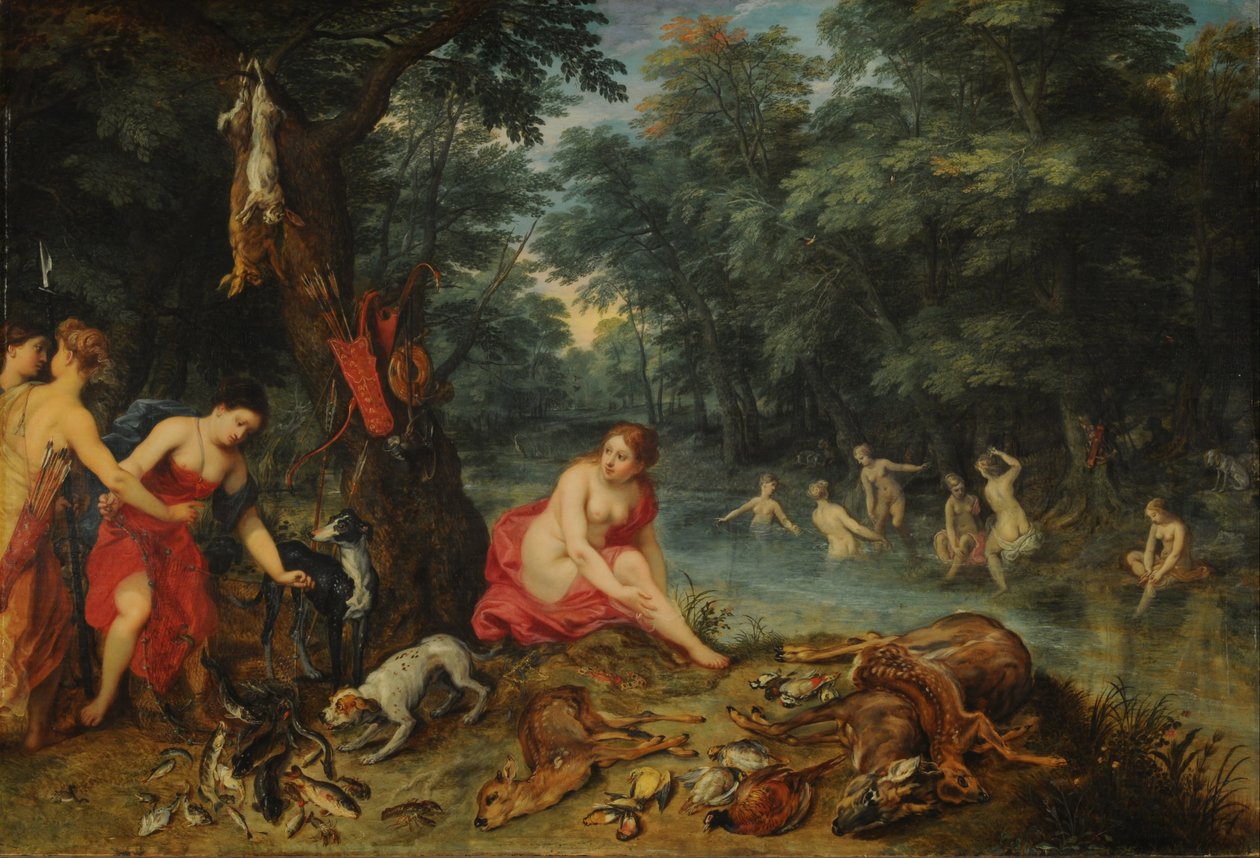 Bad van nimfen (De nimfen van Diana terugkerend van de visvangst) door Jan Brueghel the Elder
