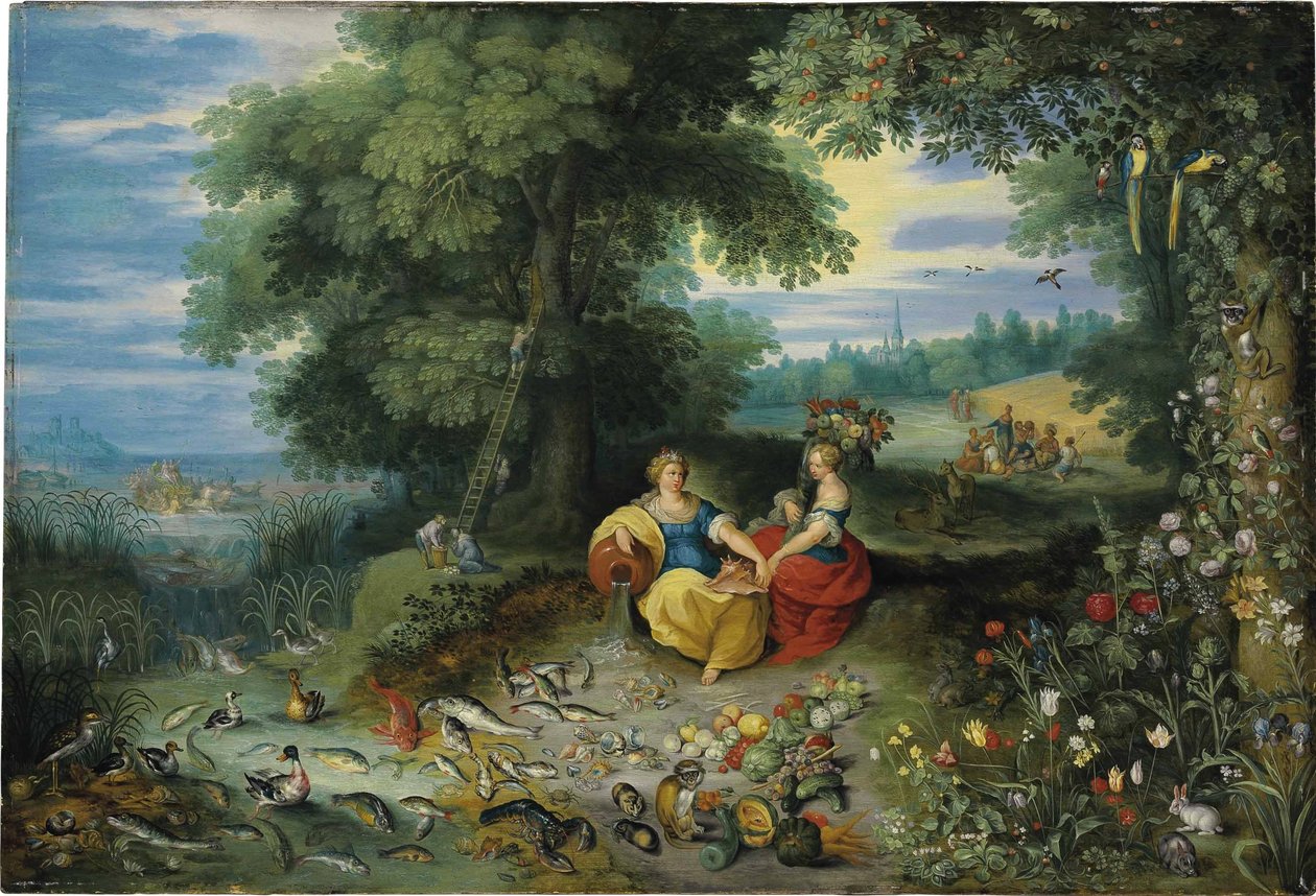 Een allegorie van water en aarde door Jan Brueghel the Younger